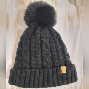 Timberland Cabke Knit Pompom Beanie Hat Winter Fleece Lined